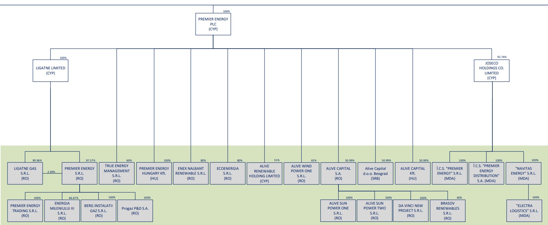 Structura portofoliu PREMIER ENERGY PLC